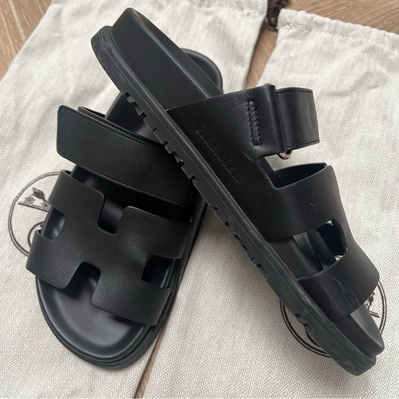 HERMES Chypre Leather Mules in black 35 - Picture 2 of 9